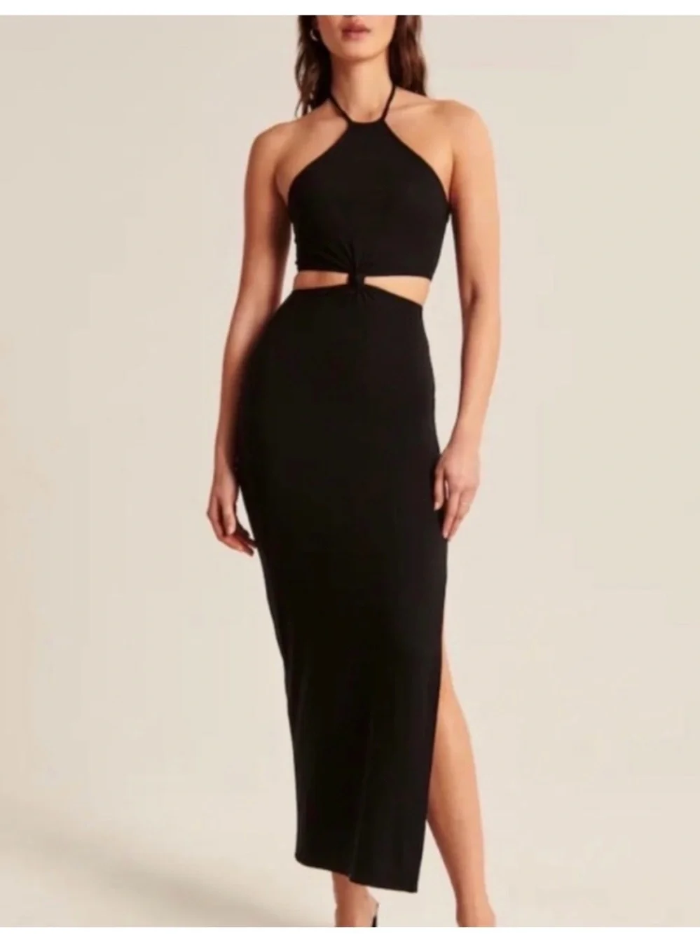 Abercrombie & Fitch Knotted Halter Cutout Maxi Dress- XS